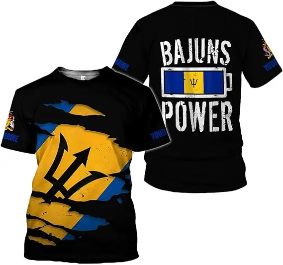 Personalized Customise Barbados Shirts For Men Summer Barbados Flag Tshirt Manufacturers Direct Selling Polyester Casual T-Shirt