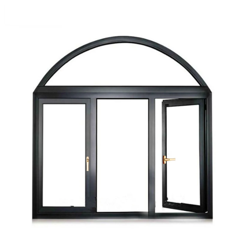 Famous square type arch design windproof waterproof aluminum church house glass window