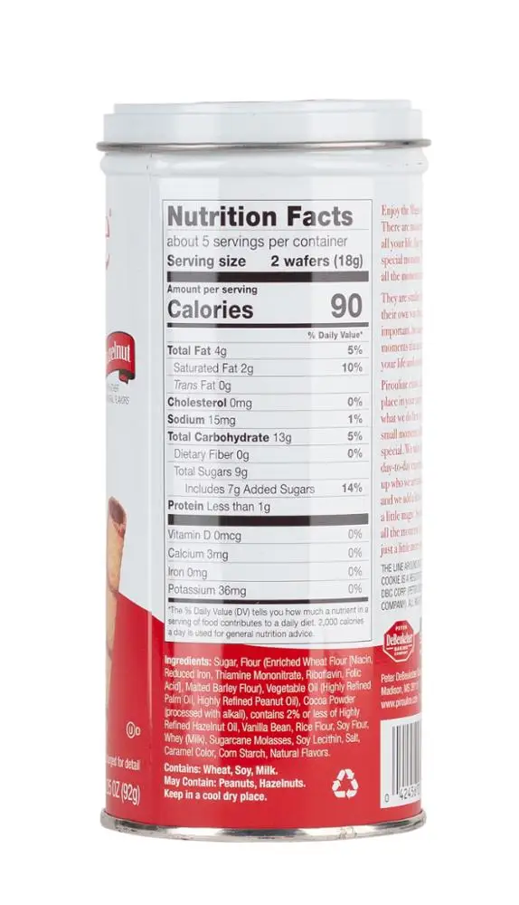 
Pirouline Rolled wafer - Chocolate Hazelnut cream filled 3.25oz tin 