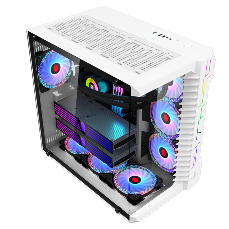 High quality full tower tempered computer case desktop pink-cases color with fair price