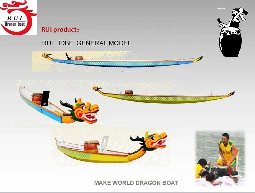 Customized New Material International Standard Dragon Boat RUI IDBF 22 Man Dragon Boat for Competitive Sport