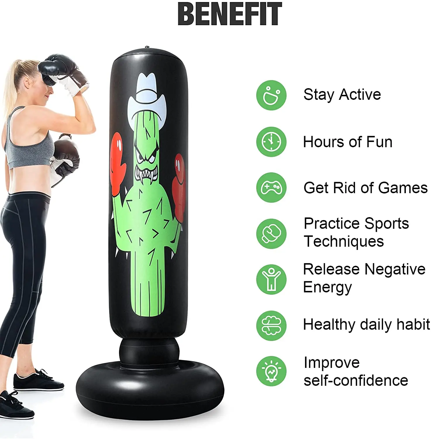 Real Punching Bag for Kids Adults, Stand Punching Bag With Stand for Practicing Kick Boxing Bag Punching