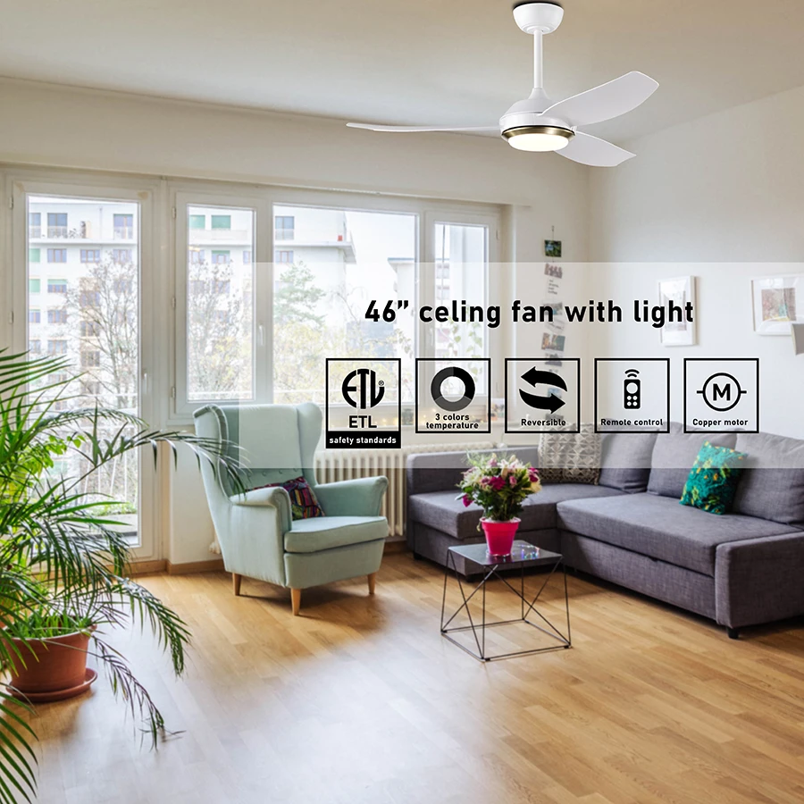 Мотор из чистой меди, 3 цвета, Регулируемый Современный простой потолочный вентилятор со световым пультом дистанционного управления