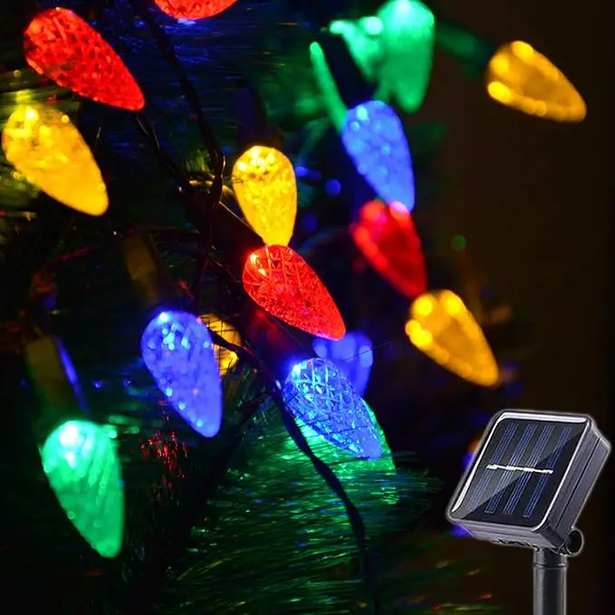 Outdoor Waterproof Multicolor Solar Christmas Led Decorate String Strawberry Lights for Christmas Tree
