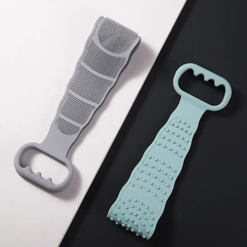 
60cm 4 colors Hot sell Silicone Bath Body Brush Exfoliating Long Silicone Back Body Scrubber for Shower 