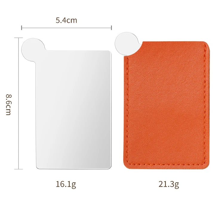 Unbreakable Stainless Steel Makeup Mirrors Travel Purse Handbag Compact Pocket Small Mirror with Leather Case