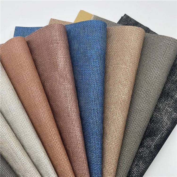 Woven Textured Embossed Pu Artificial Leather Woven Soft Cotton Bottom For Shoes And Bags Making