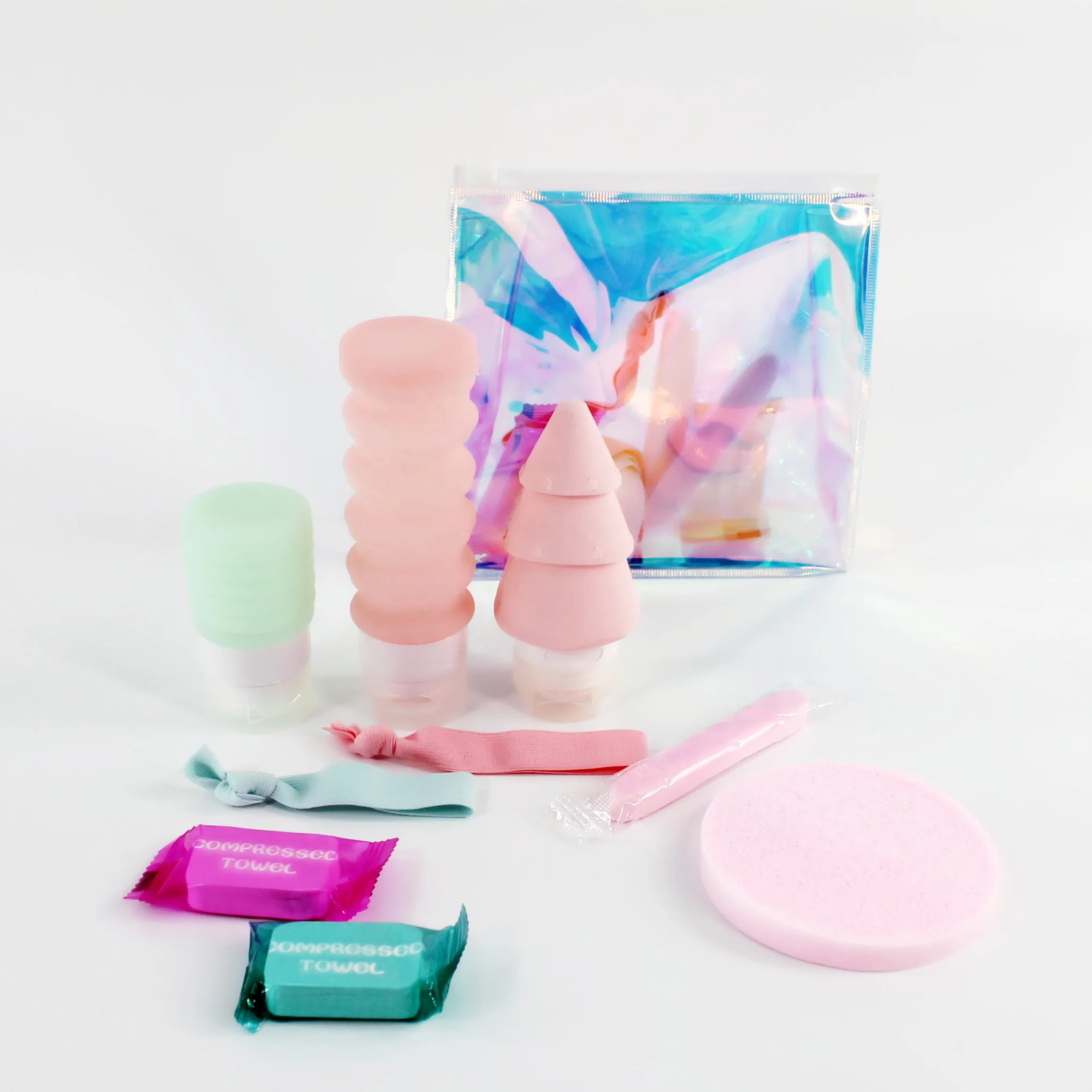 EASETRIP Hotselling Travel Foldable Silicone Bottle Travel Kit Gifts reusable skincare travel kits For Women facial kit (1600149288874)