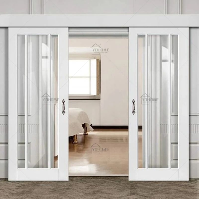 Yohome custom Shandong barn door interior glass sliding barn door double track double barn door