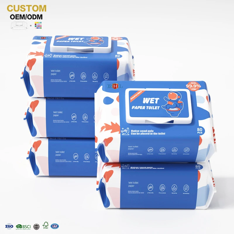 Бамбуковые смывающиеся салфетки Экологически чистые биоразлагаемые неароматизированные влажные салфетки для взрослых и детей Влажная туалетная бумага pH сбалансированная