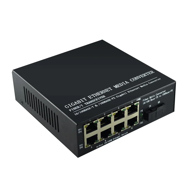 8 RJ45 Ports Fiber Switch Fiber Optic Media Converter