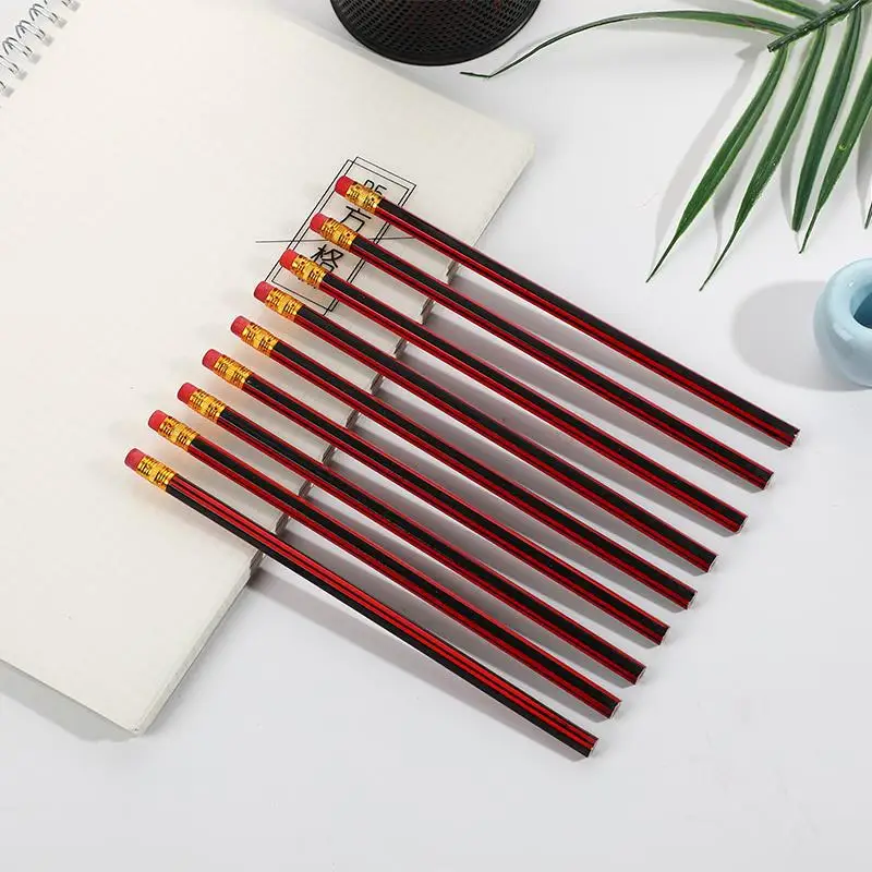 Custom brand color box set packing pencils with gold logo stamped Hb pencils in bulk