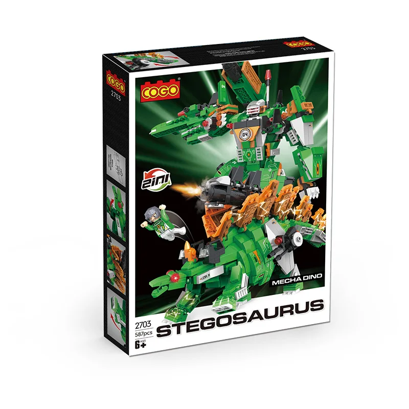 COGO High Quality Kids DIY Build Blocks Dinosaur Mecha Series Assemble Game Abs Plastic Building Block Toys
