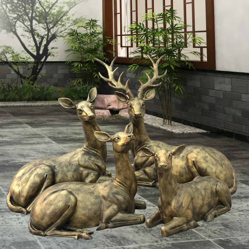Life Size Lifelike Pop Art Outdoor Garden Deer Decorative Fiberglass Animal Sculpture Statues