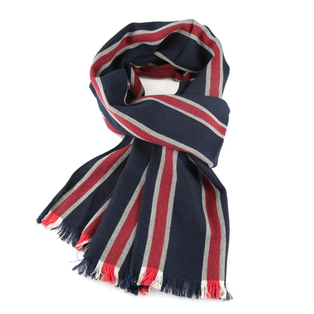 OEM Fashion Viscose Cotton Scarf Women Plain Striped Scarf