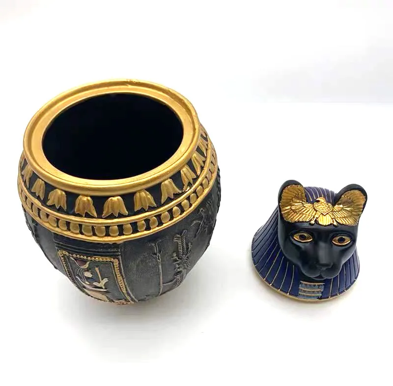 Egyptian Pharaoh Style Resin Anubis Statue Pet Cnerary Casket for Souvenir