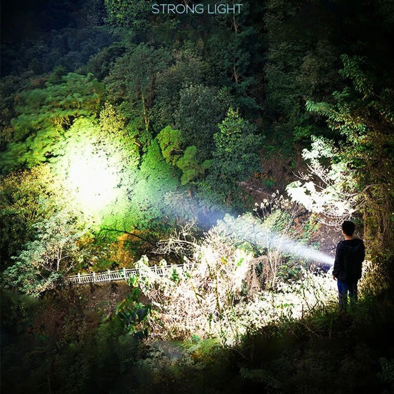 100000 Lumen 1000m Long Range Super Bright ip66 Waterproof Buit-in battery Rechargeable usb p70 led torch light flashlights