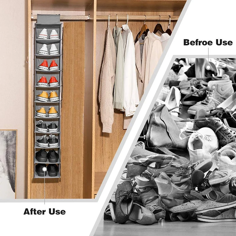 Custom 6-Shelf Hanging Closet Organizer Hanging Shelves for Closet Shoes Storage Box with Hook