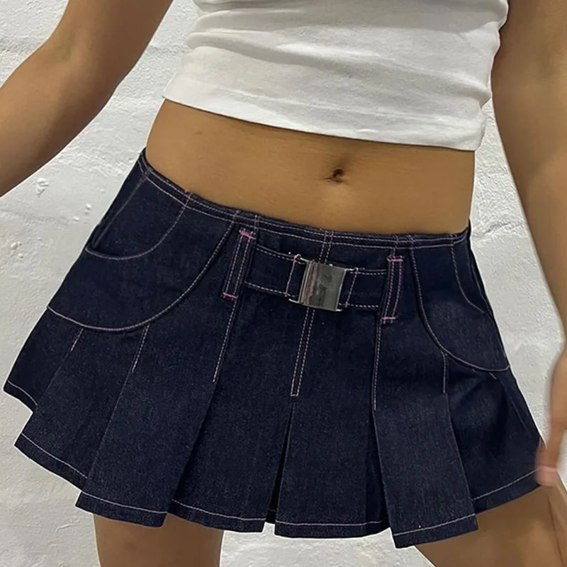 2023 summer skirt high waist elastic pleated women mini skirt
