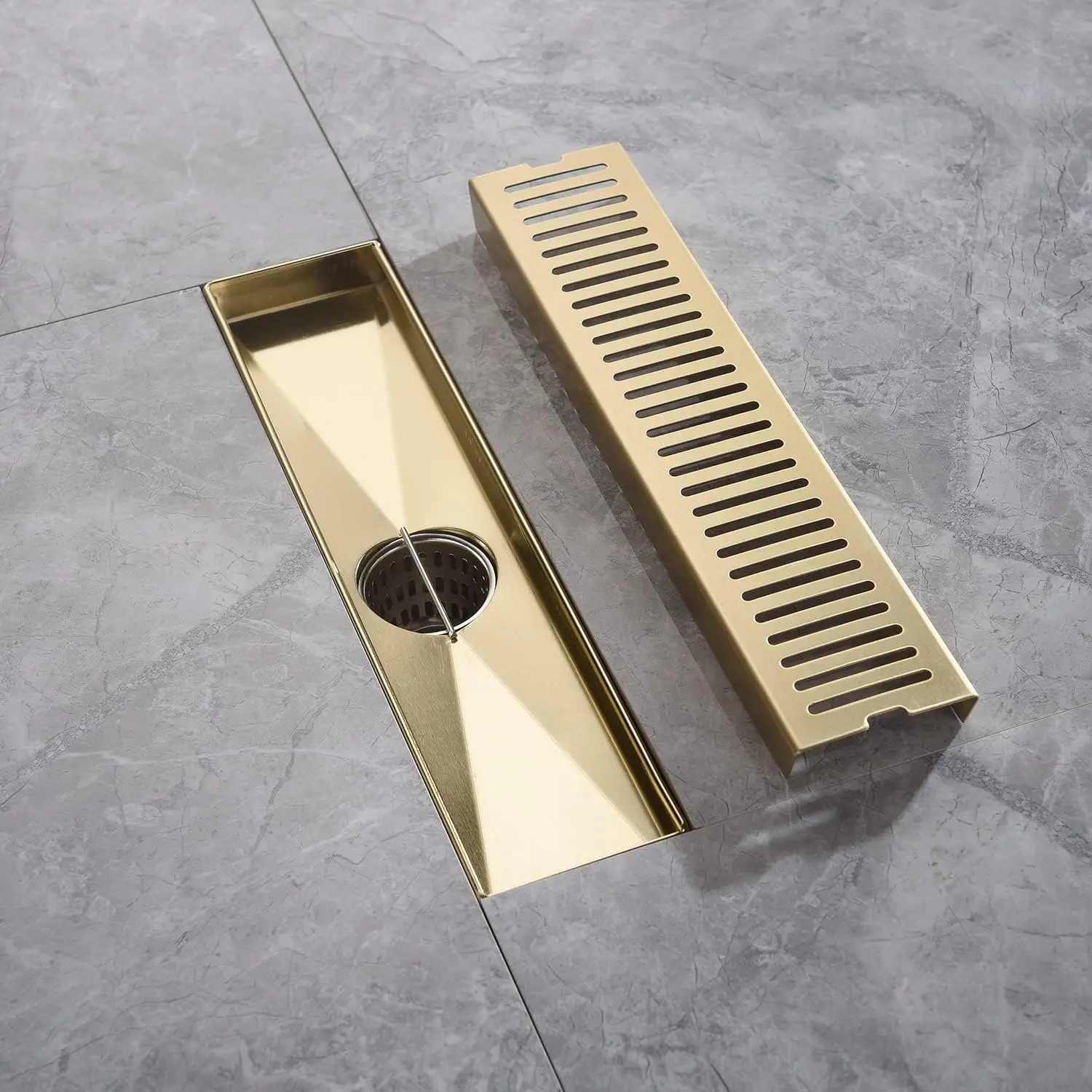 Linear Removable Rectangle Bathroom Sink Pattern Cover Grate With Adjustable Foot Stainless Steel Drain Metal Building Materials
