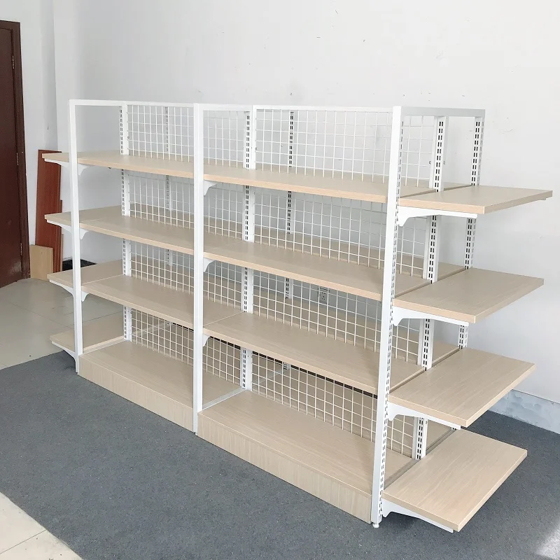 Suzhou Yuanda supermarket wooden shelves for wall display gondola shelf