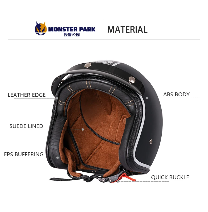 MONSTER PARK preferential price wholesale vintage motorcycle helmet scooter half helmet ski helmet