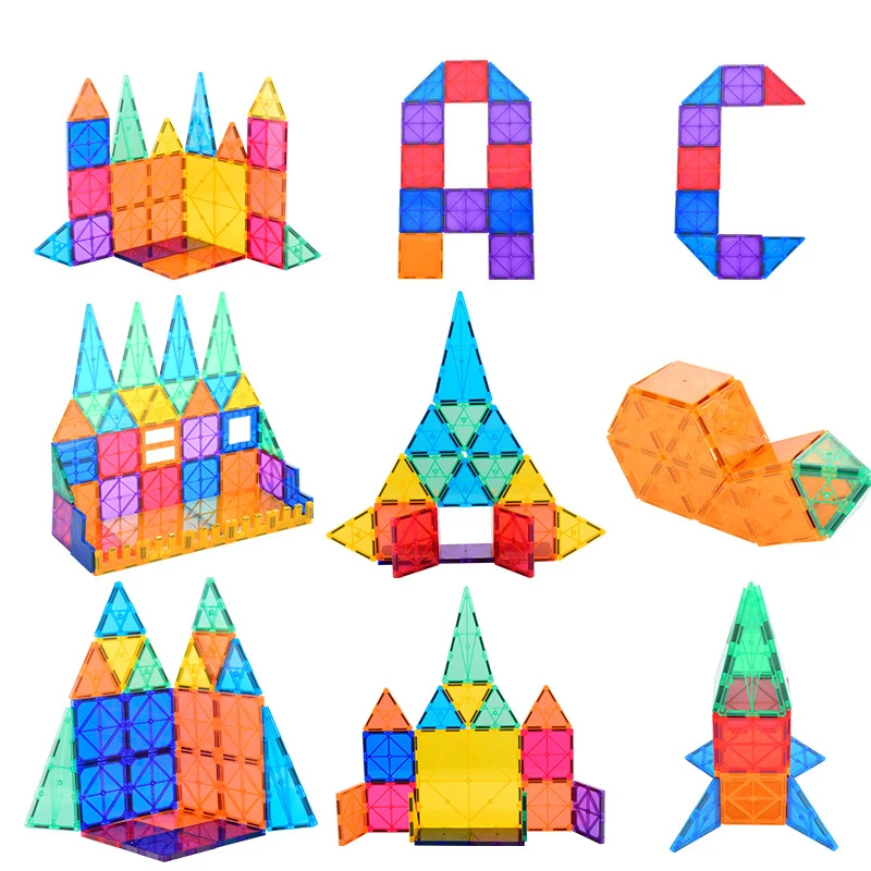 30PCS Magnetic Tiles Building Blocks, 3D Magnet Blocks Construction Playboards for Kids Toddlers, Educational STEM Preschool Toy