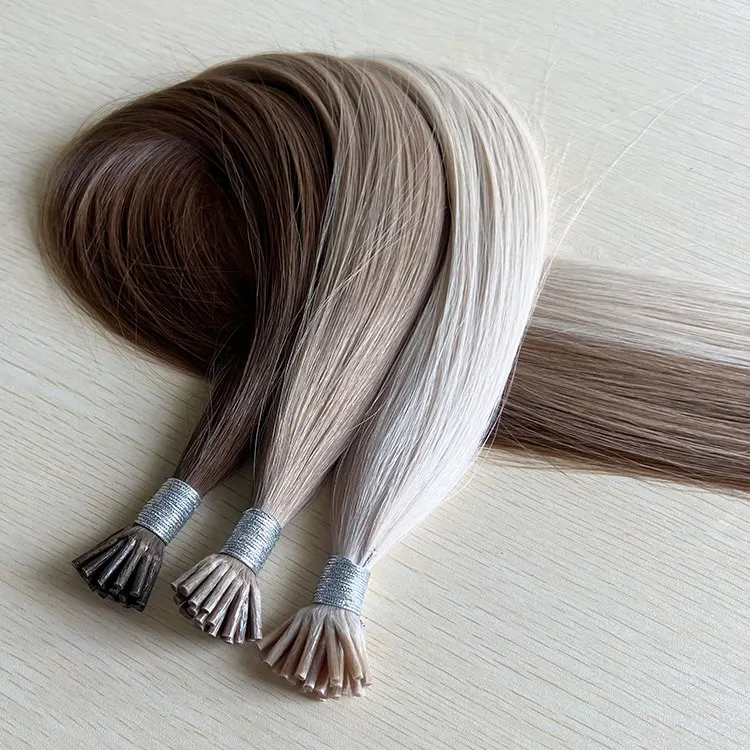Fast Shipping Invisible Raw Indian Temple Human Hair Balayage I-Tip Hair