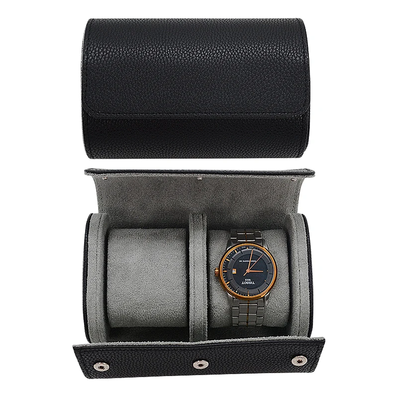 ready to ship Low Moq 2 slot travel watch roll case for men