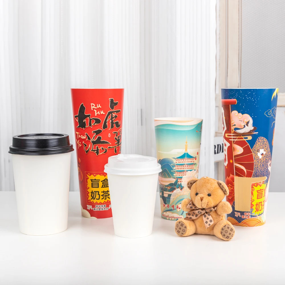 LOKYO Wholesale food grade 12oz 16oz 22oz 24oz 28oz disposable gift surprise luck box paper cup mystery blind box coffee cup