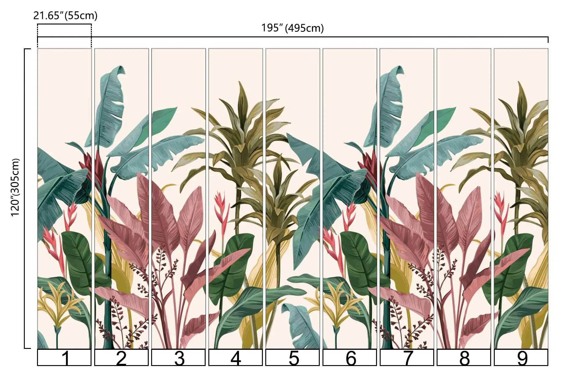 Colorful Banana Leaf Wall Mural Botanical Wallpaper Living Room Wall Art Tropical Leaves Wallpaper