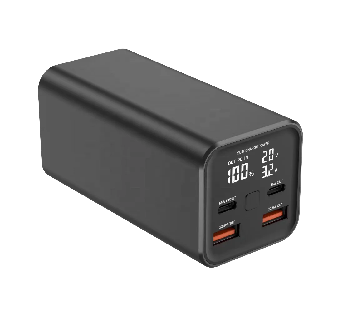 PD 65W High Capacity ABS Shell  20000mah USB C Notebook Powerbank Power Bank PD 100W with LED Screen