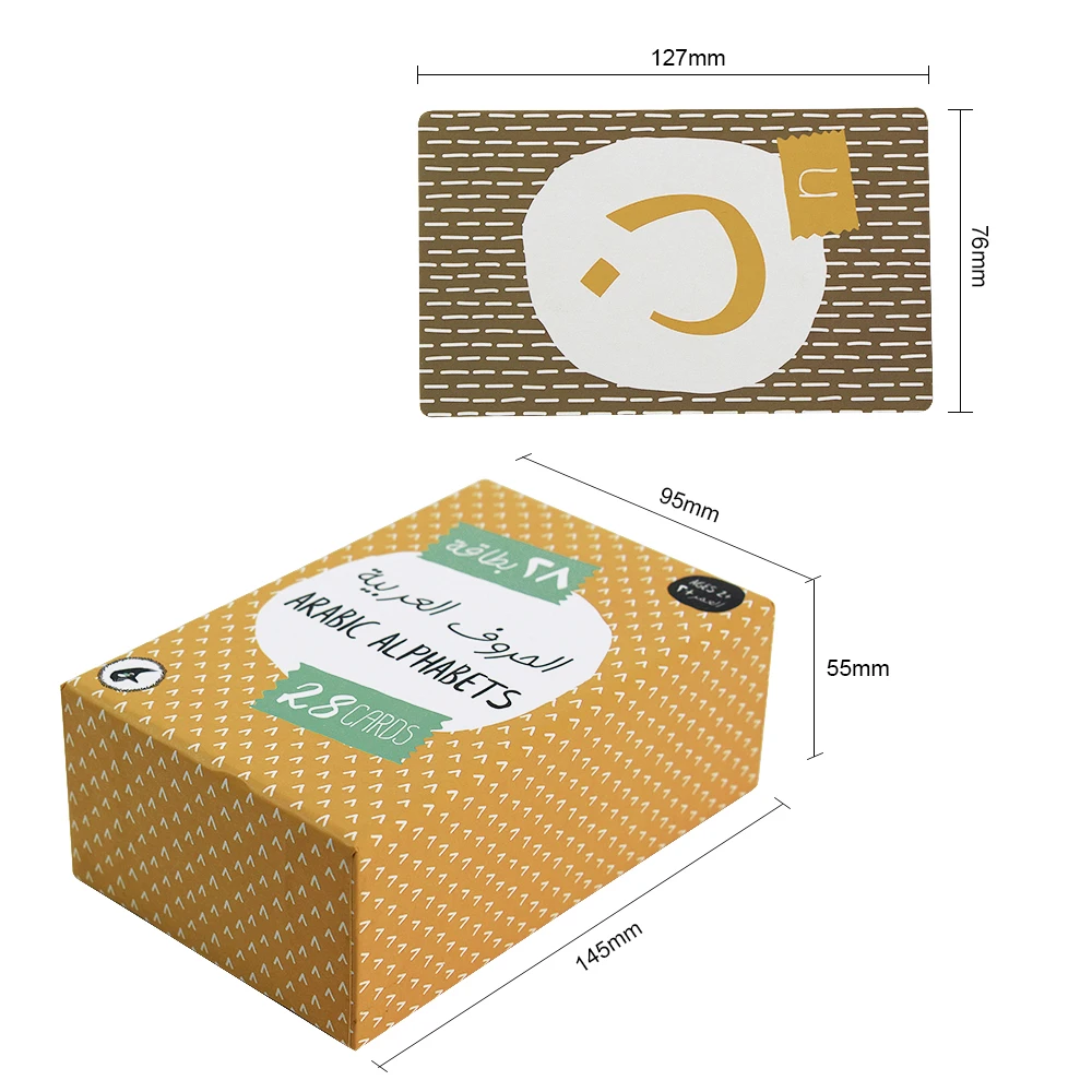 Factory custom flash card printing children learning memory cards game Arabic Alphabets Card