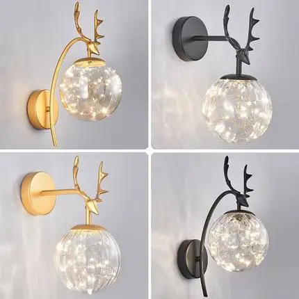 Light luxury antlers indoor bedside wall lamp bedroom living room background wall simple Nordic LED wall light