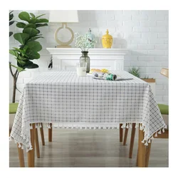 Kitchen Black White Grid Table Cloth Rectangular Tablecloth Dining Table Cover