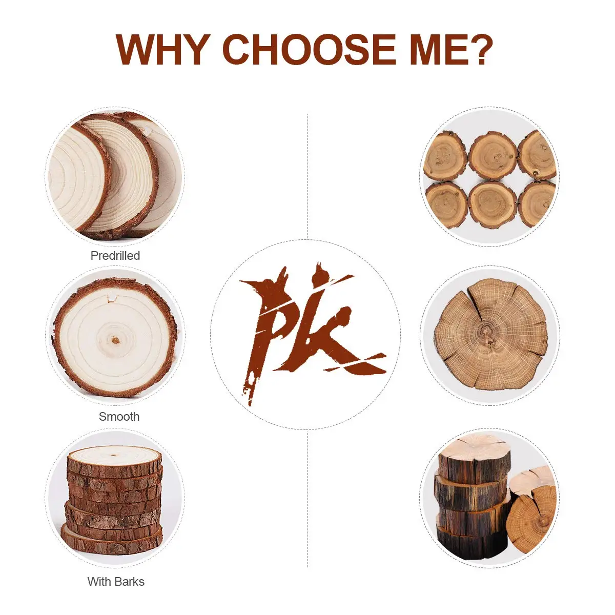Eco-friendly Unfinished Natural Round Pine Wood Tree Disc Wooden Log Tree Slices for DIY Crafts