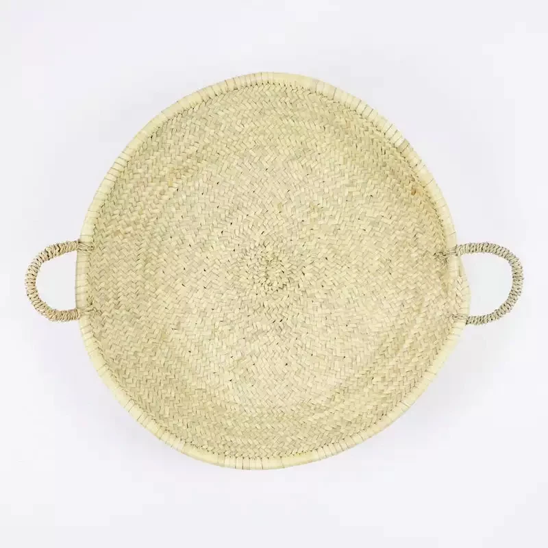 Sell Well Wedding Holiday Home Decoration Home  Round Food Fruit Basket Woven Plate With Handles Storage Basket