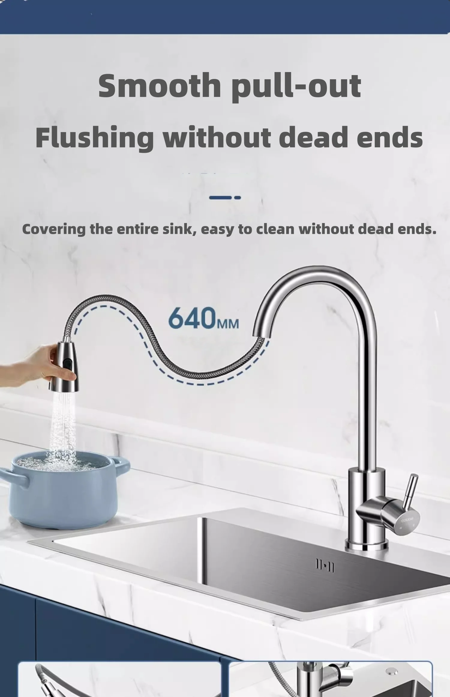 304 Stainless Steel Kitchen Taps Faucet Pull-Out Retractable Sink Faucet