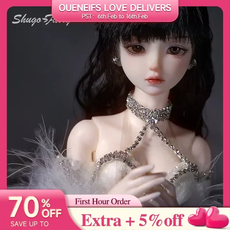 Zakia Bjd Doll 1/4 Bariy Angel Feather Common Luxury Shining Fairy Resin Ball Jointed Dolls Gift for Girl Fullset Shugafairy