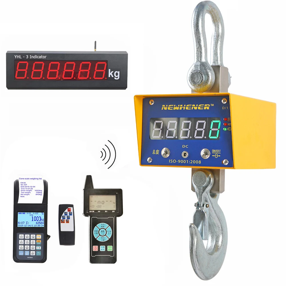 Hener Factory Digital Portable Crane Scale 10000 kg 10 ton Electric Hook Hanging Scale