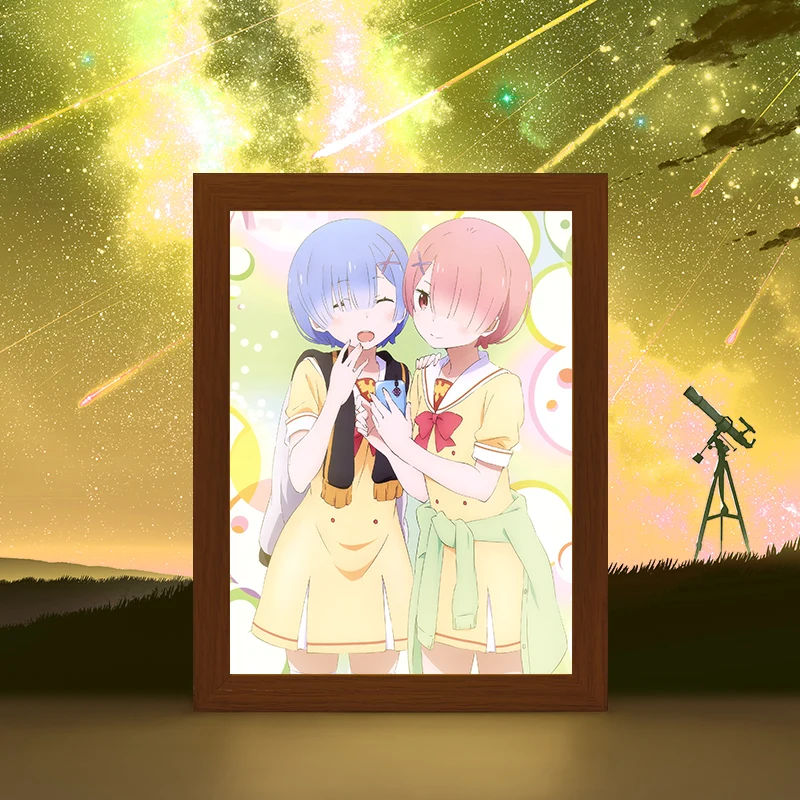 Re0 Re Life in a Different World from Zero Ram Rem Emilia anime Night Light Painting