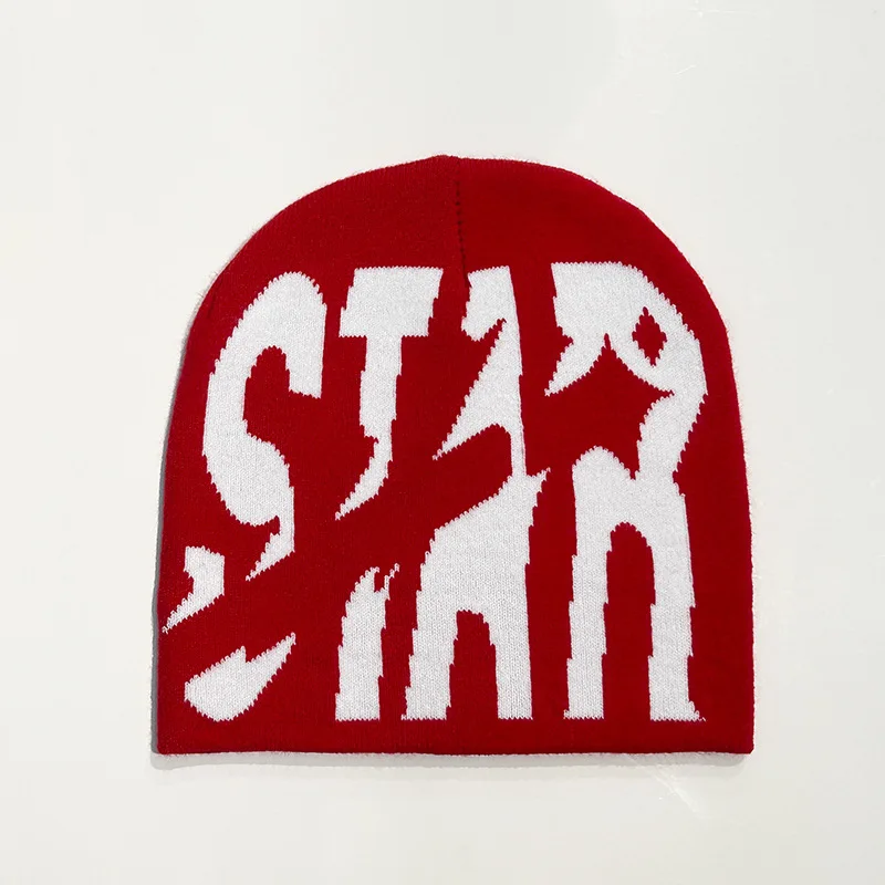 Words All Intarsia печать жаккардовые трикотажные зимние манжеты шапочки с пользовательским логотипом