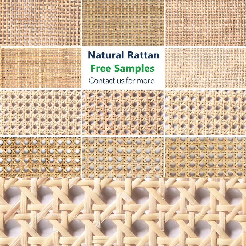 In stock foshan Open mesh raw material woven natural rattan webbing cane roll