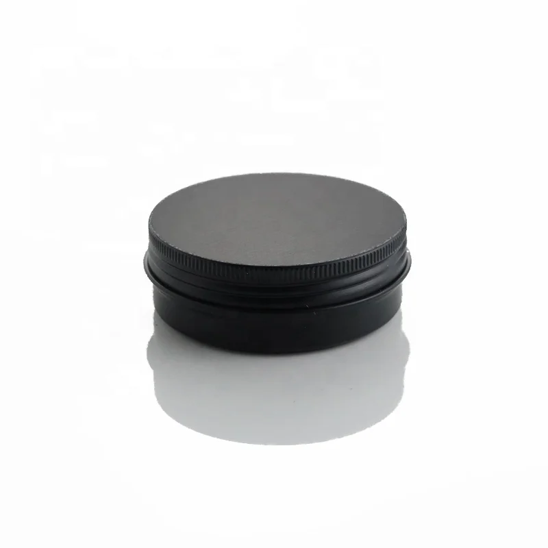 High-end 60ml 2 oz metal tin box cosmetic black tin cans empty round aluminum tin packaging (NAL02)