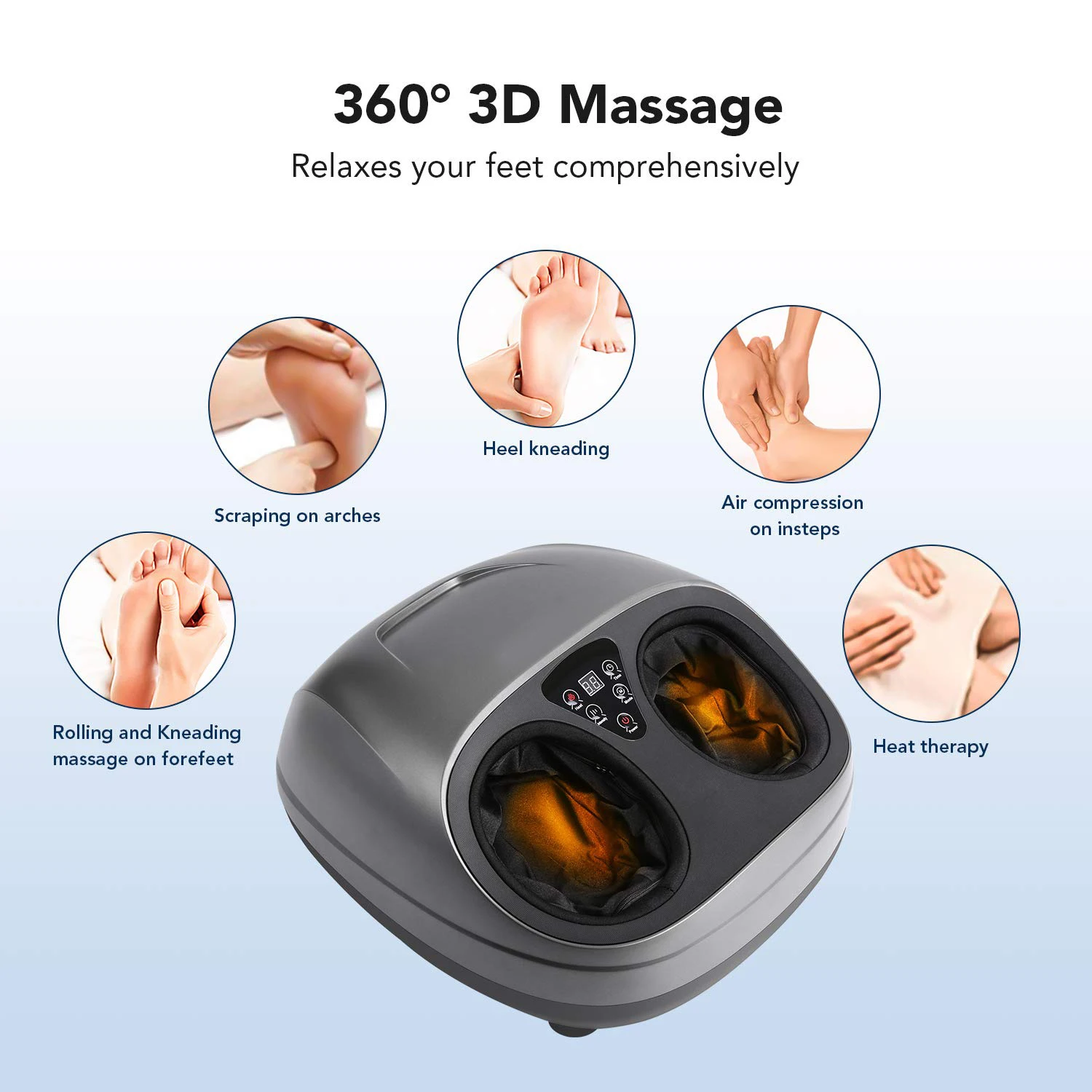 HEALTHPAL OEM ODM Electronic Infrared Heat Blood Circulation Roller Kneading Shiatsu Electric Foot Massager Machine With Airbag