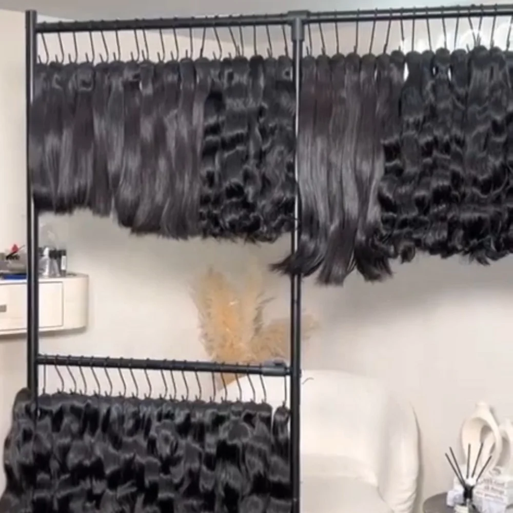 Temple Human Hair Virgin Cuticle Intact Hair Bundle Vendors Raw Double Drawn Weft Raw Indian Extension,100% Unprocessed Vietnam