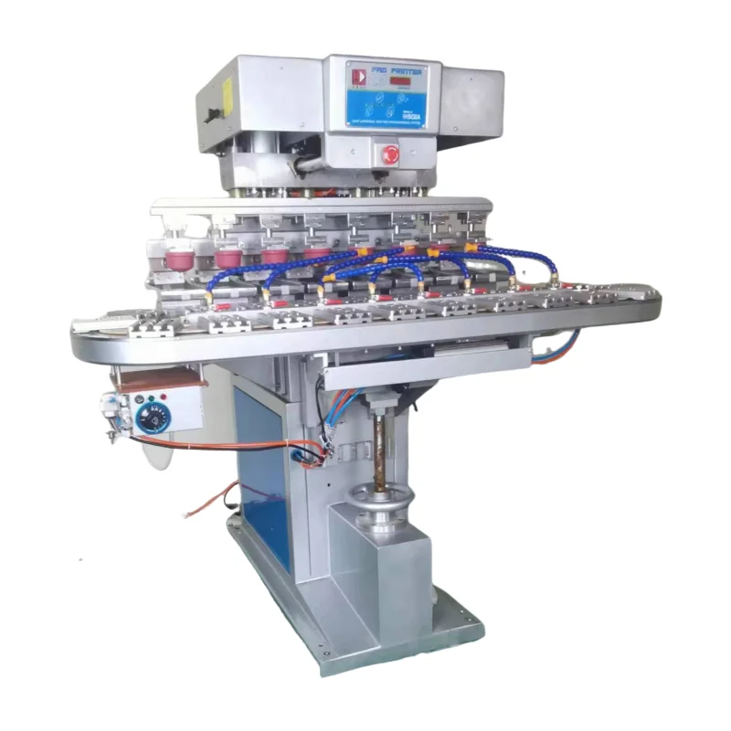 Factory Direct Selling Big Rotary 8 Color Pad Printing Machine Emboss Label Printer With Conveyer