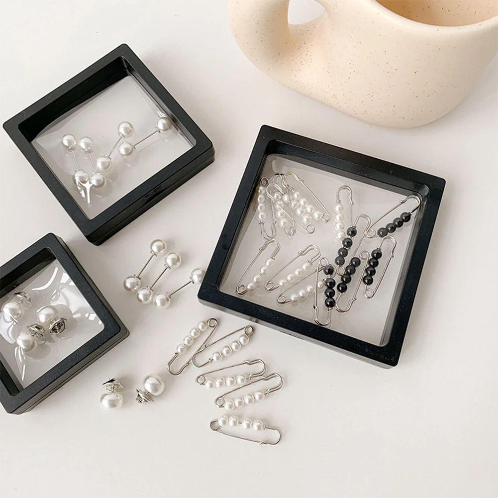 Rinhoo Card Jewelry Sets Cute Enamel Brooches Pins Pearl Neckline Small Collar Lapel Pin Buckle Fixed Clothes Invisible Brooch