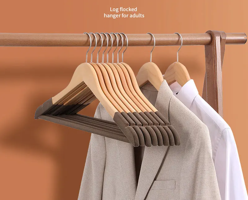 Современная Высококачественная Оптовая Продажа гостиничных мужских костюмов пальто Роскошная бархатная деревянная вешалка для одежды