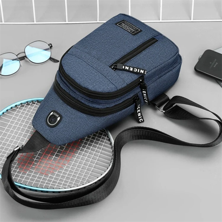 New style Splash proof water men multifunctional chest bag Portable travel shoulder bag with USB interface